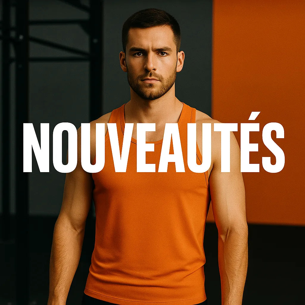 Homme avec habille orange pour les nouveautés