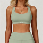 Femme portant une Brassière gainant Vert Olive FL-FIT pour femme fitness