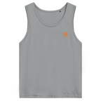 Face avant d'un débardeur premium couleur gris avec logo couleur orange 