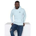 FL-FIT Ignite hoodie M2580 bleu ciel, mockup face avant, logo gris brodé, fond blanc

