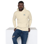 FL-FIT Ignite hoodie M2580 crème, mockup face avant, logo gris brodé, fond blanc
