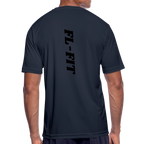 FL-FIT T-shirt Bleu — Dos, logo FL-FIT vertical noir, coupe classique sport