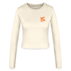 FL-FIT Crop Top Stella — femme, beige, manches longues, logo FL orange poitrine