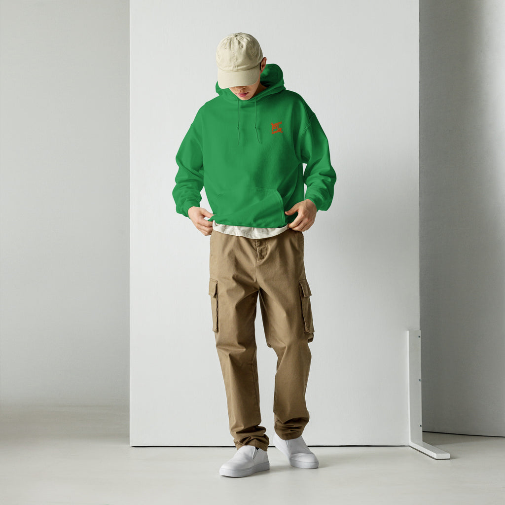 FL-FIT Hoodie — homme, vert classic, face avant, logo FL brodé poitrine gauche, coupe classique