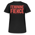T-shirt respirant femme FL-FIT collection Feminine & Fierce, couleur noir, vue de dos, coupe sport ajustée, manches courtes, col rond, matière technique respirante, logo FL-FIT noté au dos, fond blanc