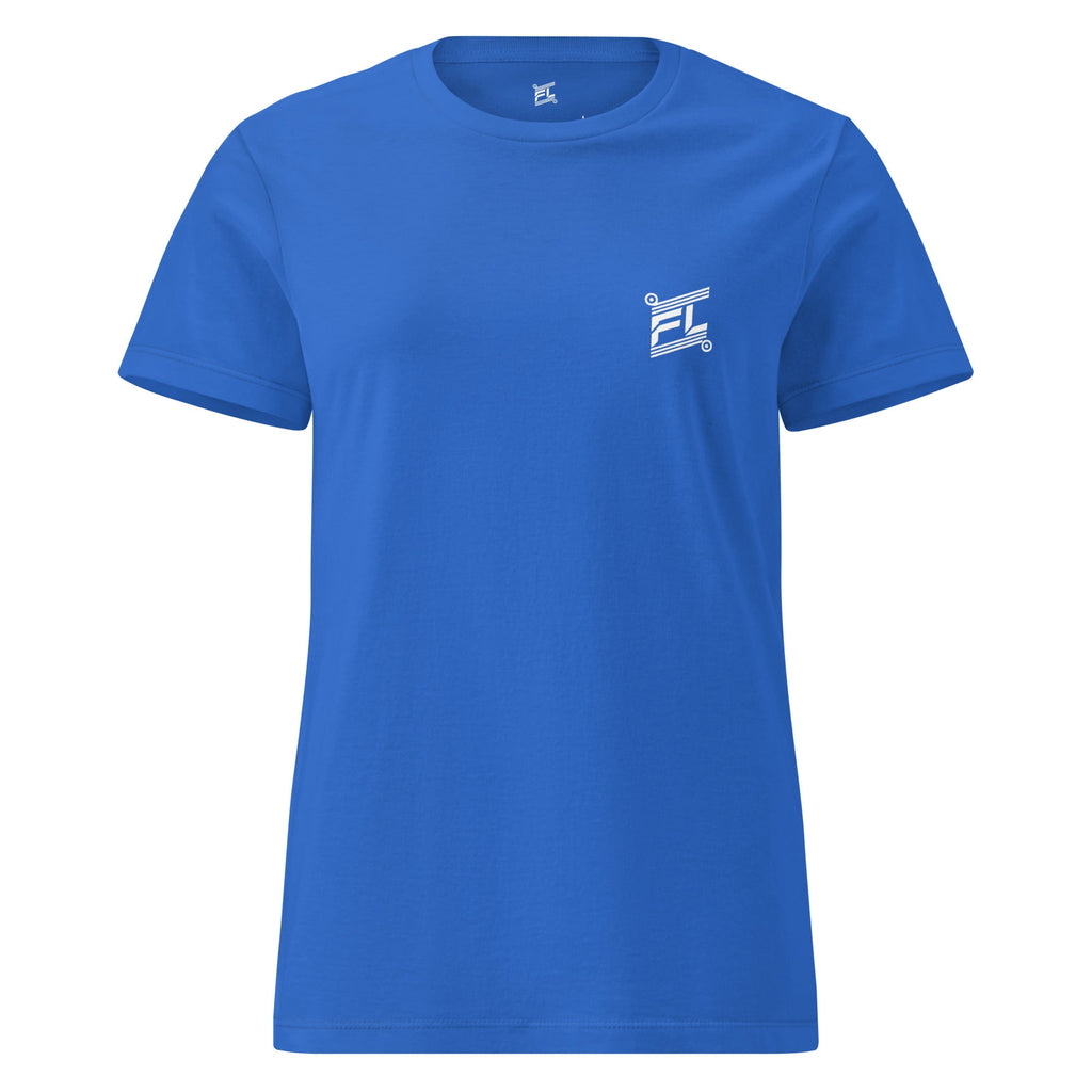 FL-FIT T-shirt femme Softstyle bleu royal, face avant, coupe ajustée légère, coton doux, dynamique
