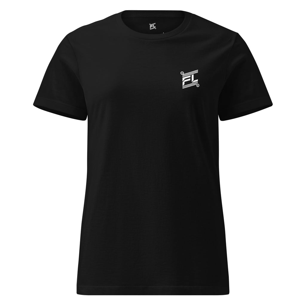 FL-FIT T-shirt femme Softstyle noir, face avant, coupe ajustée légère, coton doux, intemporel
