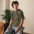 FL-FIT T-shirt oversize — homme, kaki, face avant, logo FL brodé poitrine, tombé ample épaules, coton bio, style utilitaire