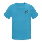 T-shirt respirant homme bleu saphir vue de face à plat, col rond, texte graphique "DREAM GRIND REPEAT FL-FIT" imprimé sur la poitrine, fond blanc