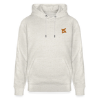Hoodie unisexe face avant couleur beige chiné avec logo brodé orange 