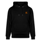 Hoodie unisexe face avant couleur noir avec logo brodé orange 