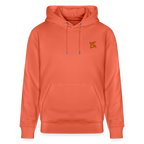 Hoodie unisexe face avant couleur rouge clair avec logo brodé orange 