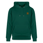 Hoodie unisexe face avant couleur vert foret avec logo brodé orange 