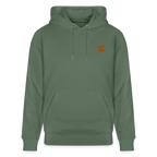Hoodie unisexe face avant couleur vert sapin avec logo brodé orange 