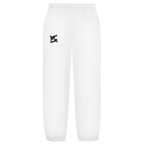Vue de face du jogging oversize blanc FL-FIT, coupe large lifestyle sport avec taille élastique confortable.