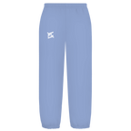 Face avant d'un pantalon fluffy de couleur bleu avec logo FL blanc