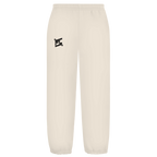 Pantalon oversize fluffy beige logo FL noir floqué sur la jambe droite