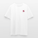face avant d'un t-shirt unisexe oversize couleur blanc de la marque FL-FIT avec le logo rouge brodé pour un look décontracté 