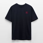 face avant d'un t-shirt unisexe oversize couleur marine de la marque FL-FIT avec le logo rouge brodé pour un look décontracté 