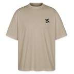 face avant d'un t-shirt unisexe oversize couleur gris pierre de la marque FL-FIT avec le logo noir brodé pour un look décontracté 