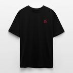 face avant d'un t-shirt unisexe oversize couleur noir de la marque FL-FIT avec le logo rouge brodé pour un look décontracté 