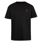 face avant d'un t-shirt unisexe oversize couleur noir de la marque FL-FIT avec le logo rouge brodé pour un look décontracté 