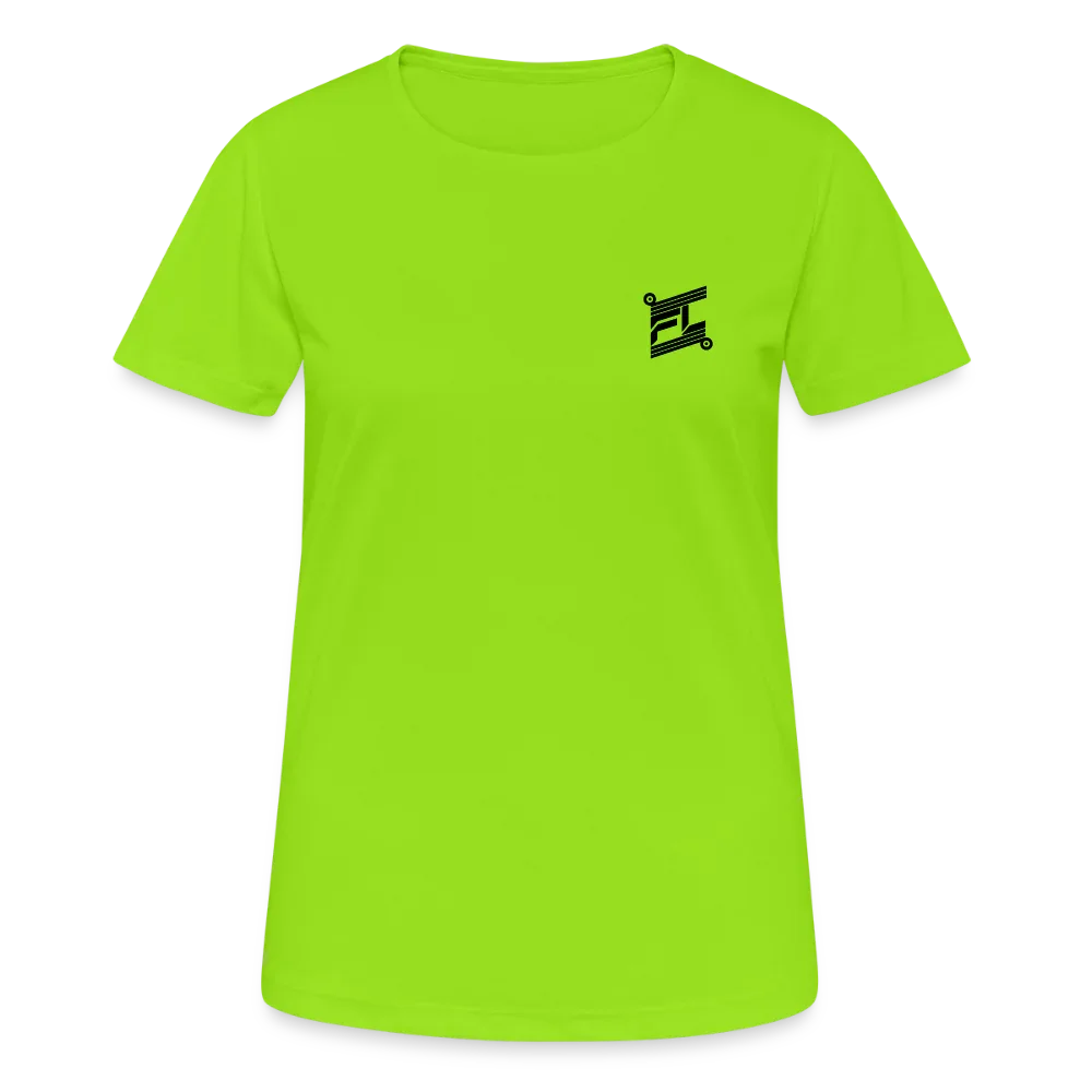 Face avant d'un t-shirt couleur vert néon avec logo FL en noir