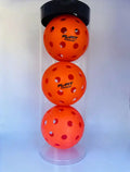 Boite avec 3 Orange exterieur de pickleball orange FL-FIT avec trous , fond bleu clair