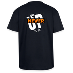 Dos d'un T-shirt ICONIC oversize epais - bleu marine léger avec noté never give up FL-FIT 