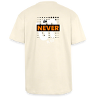 Dos d'un T-shirt ICONIC oversize epais - crème léger avec noté never give up FL-FIT 