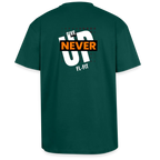 Dos d'un T-shirt ICONIC oversize epais - vert foret léger avec noté never give up FL-FIT 