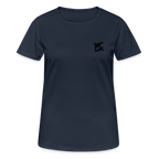 Face avant d'un t-shirt couleur bleu foncé  avec logo FL en noir
