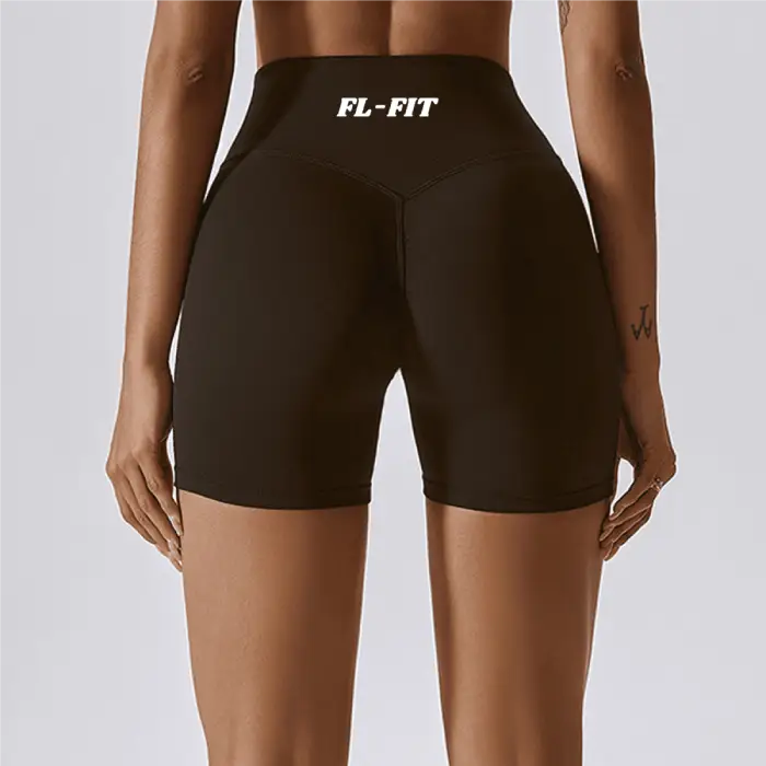 Femme portant un short Legging gainant marron FL-FIT pour femme fitness