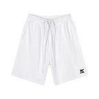 Short en coton blanc avec taille élastique, longs cordons et poches latérales