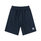 Short de sport large bleu marine avec taille élastique, longs cordons et logo FL