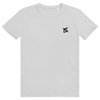 Face avant du t-shirt unisexe en coton blanc avec le logo noir FL-Fit sur la poitrine.
