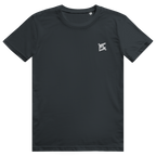 Face avant du t-shirt unisexe en coton gris anthracite avec le logo blanc FL-Fit sur la poitrine.