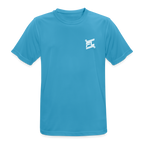T-shirt respirant homme FL-Fit bleu saphir profond, coupe classique sport, logo FL blanc minimaliste poitrine, matière technique anti-transpiration, col rond renforcé, manches courtes, fond blanc isolé, packshot e-commerce